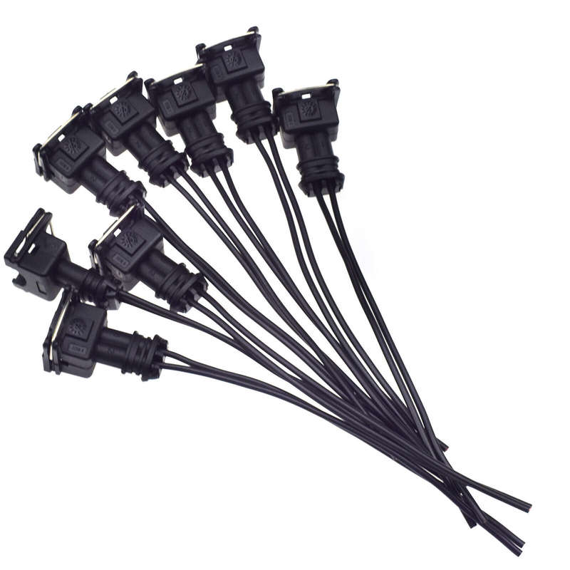 8PCS 2 Way Fuel Injector EV1 Female Connector Plug Clip Harness Pigtail Wiring