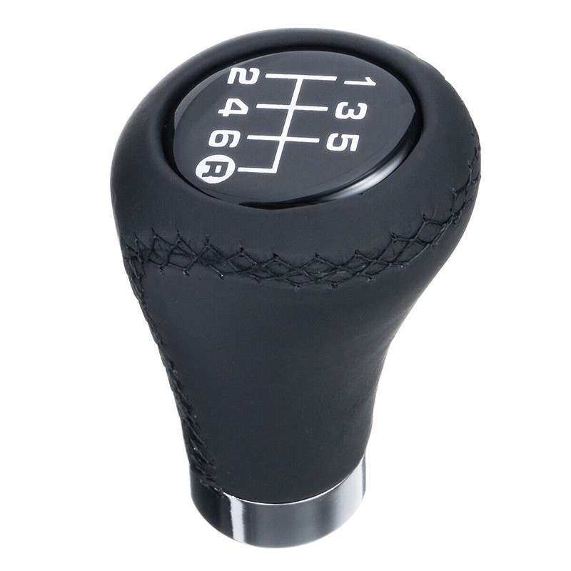6 Speed Universal Manual Leather Gear Stick Shift Knob Shifter Lever Black New