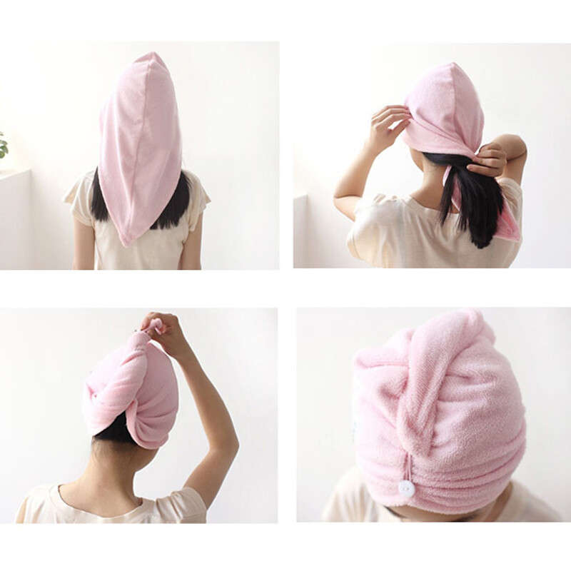 Image 3 - Microfiber Dry Hair Cap Women Men Shower Cap Quick Dry Hair Towel Solid Soft