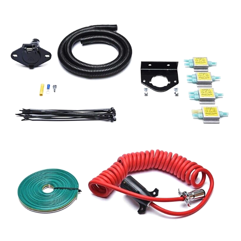 Towed Vehicle RV Harnesses 7 Way to 6 Way Round Pin Connector Trailer Wiring Kit