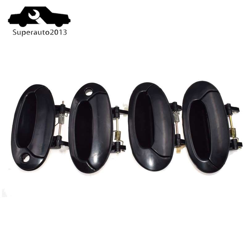 4PCS Front Rear Left Right Outside Door Handle Black For Hyundai Elantra 1996-00
