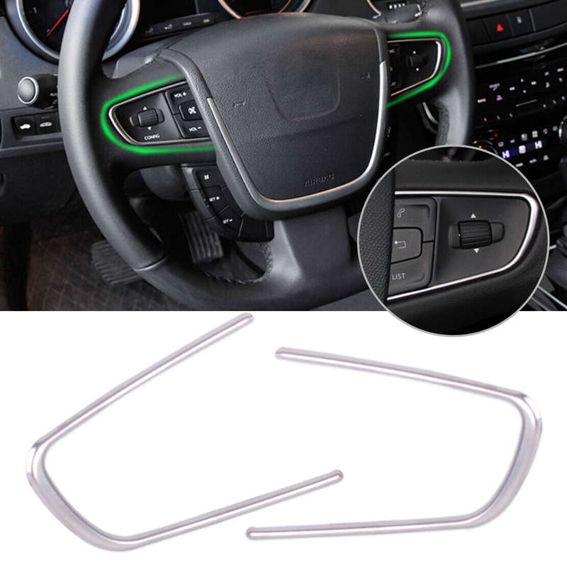 2pcs Steering Wheel Instrument Panel Cover Trim Strip Fit for Peugeot 508 14-16