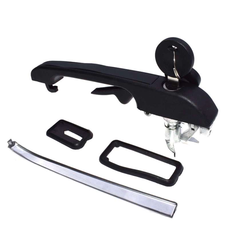 Left Front Outer Door Handle w/ Lock Cylinder Keys For Volkswagen 191-837-205A