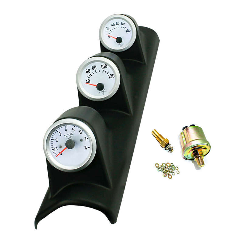 52mm Triple 3 Gauge Oil Pressure Tachometer Water Temperature Gauge Meter Get