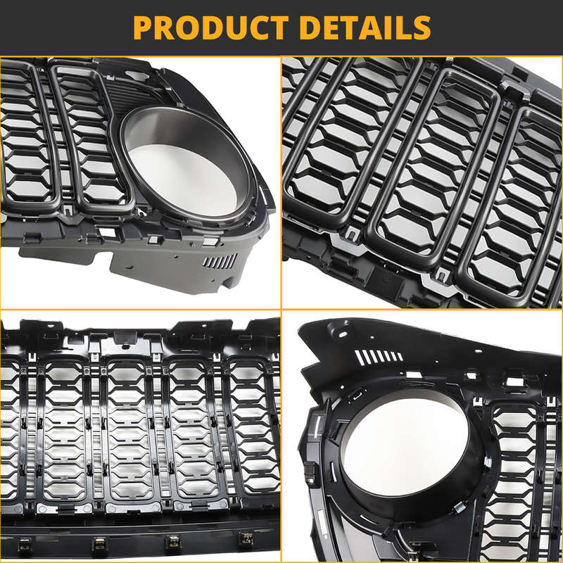 Front Grill Bumper Mesh Grille For Jeep for Wrangler JL 2018-23 upgrade to 2024