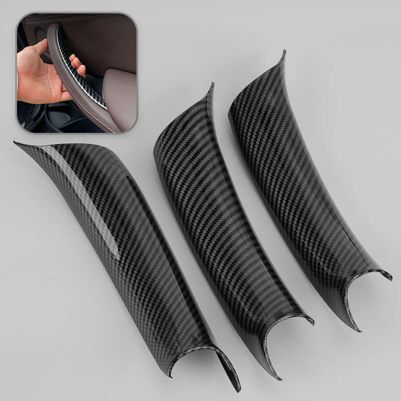 3pcs Carbon Fiber Style Interior Door Pull Handle Cover Trim Fit For BMW X6 F16