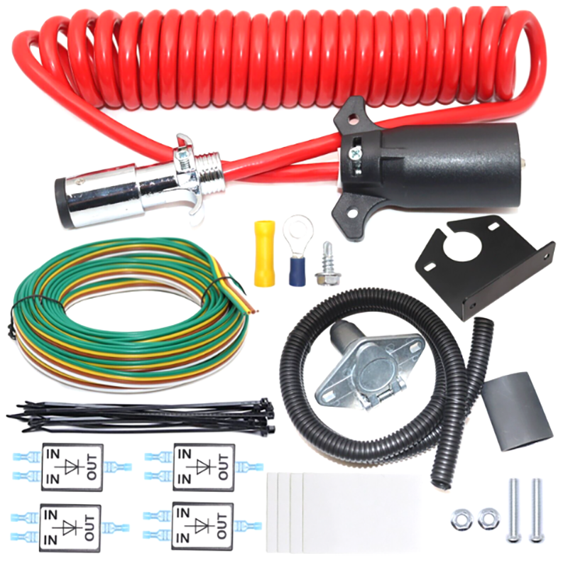 Towed Vehicle RV Harnesses 7 Way to 6 Way Round Pin Connector Trailer Wiring Kit
