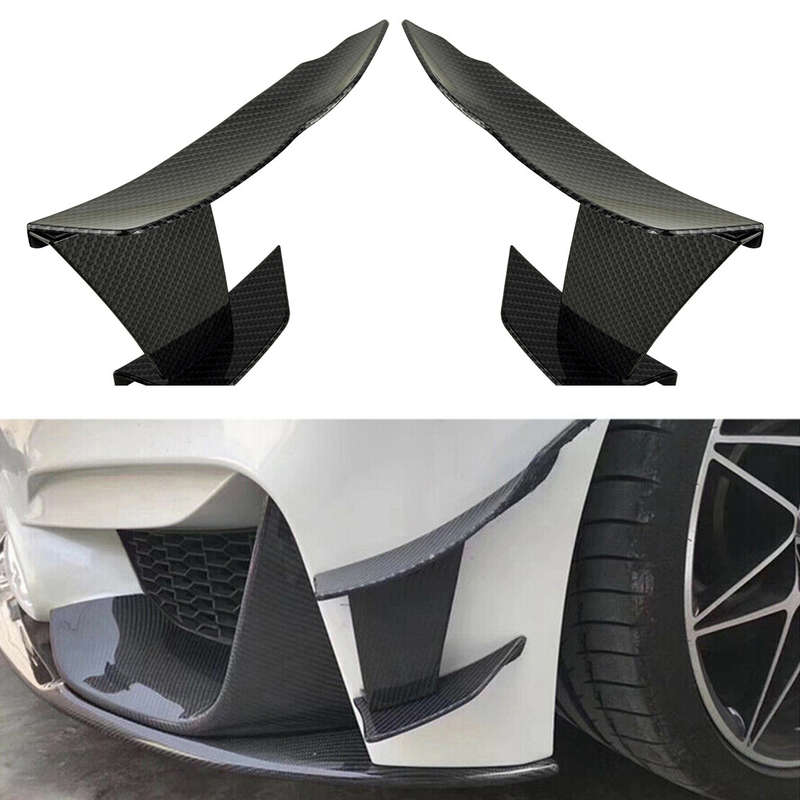 6Pcs Carbon Fiber ABS Car Front Bumper Refit Lip Fin Splitters Spoilers Canards