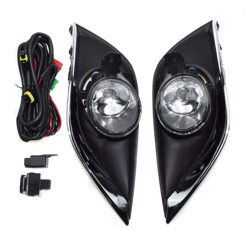 2pcs Clear Lens Fog Lights For 15-17 Nissan Versa w/ Bezel Wiring Switch Relay