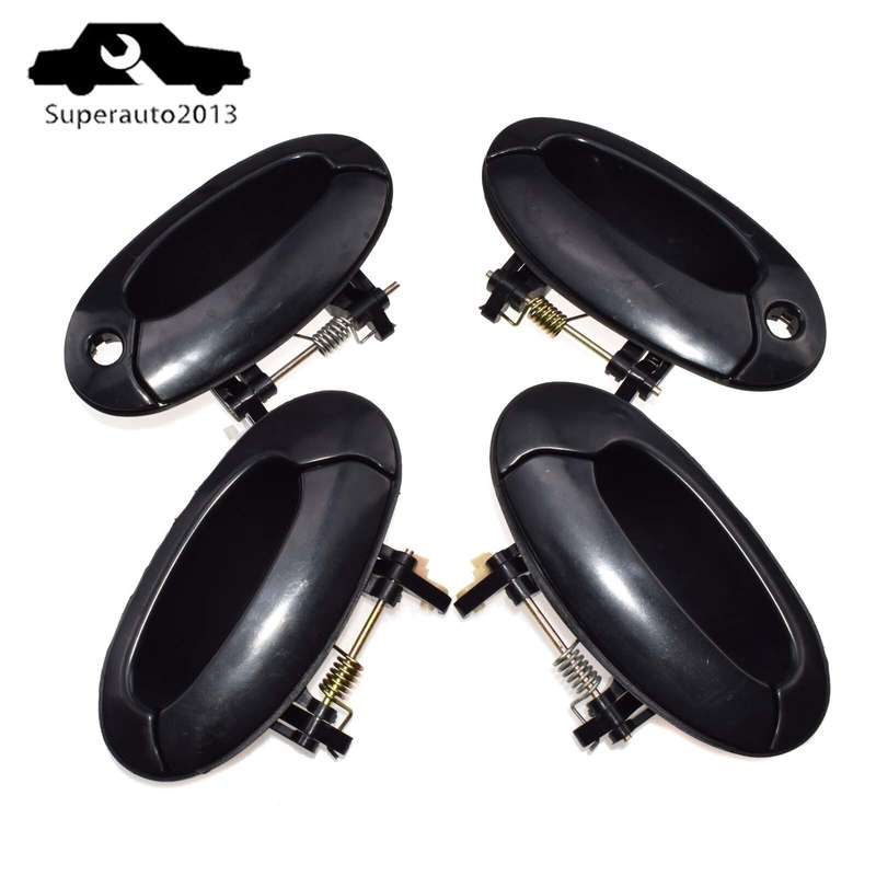 4PCS Front Rear Left Right Outside Door Handle Black For Hyundai Elantra 1996-00