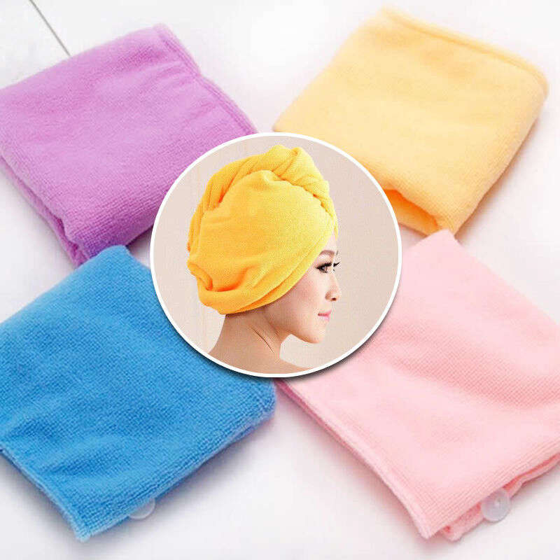 Image 6 - Microfiber Dry Hair Cap Women Men Shower Cap Quick Dry Hair Towel Solid Soft