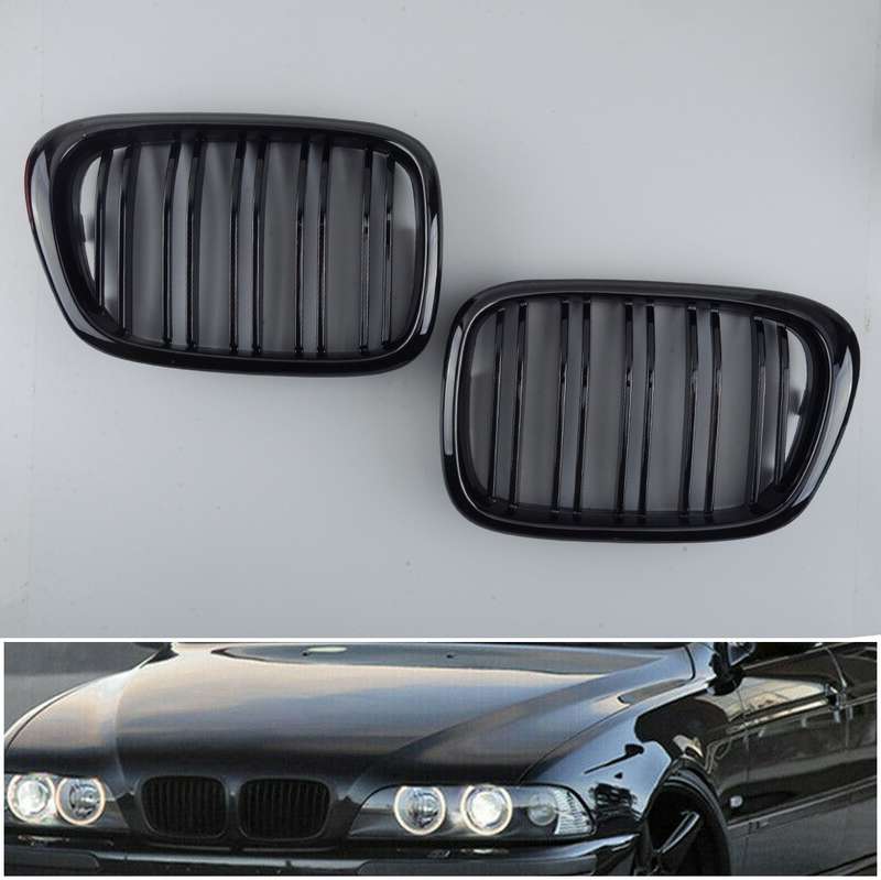 Gloss Black Double Slat Front Kidney Grilles Fit For BMW 5 Series E39 Sedan M5