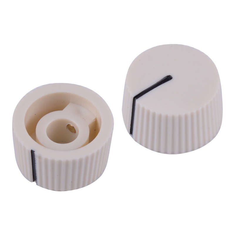 6Pcs Aged White Vintage Barrel Guitar Knobs Round Amplifier Set Screw