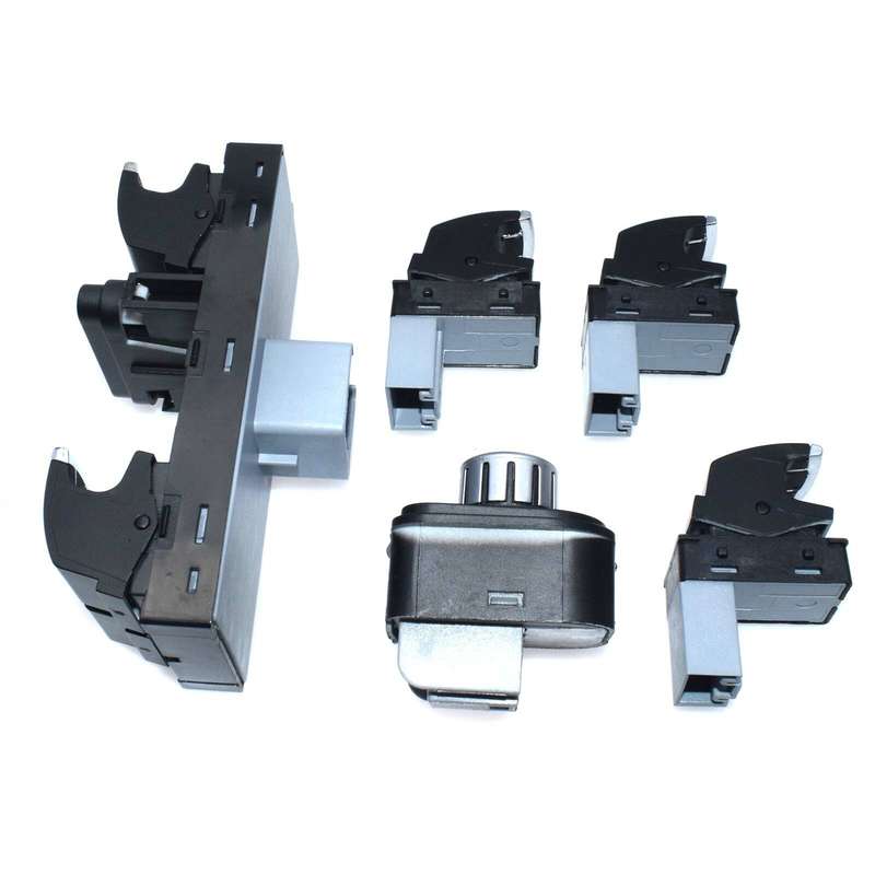 New Chrome Master Window Mirror Switch Set 5 For VW Jetta 3 Golf MK5 MK6 Passat