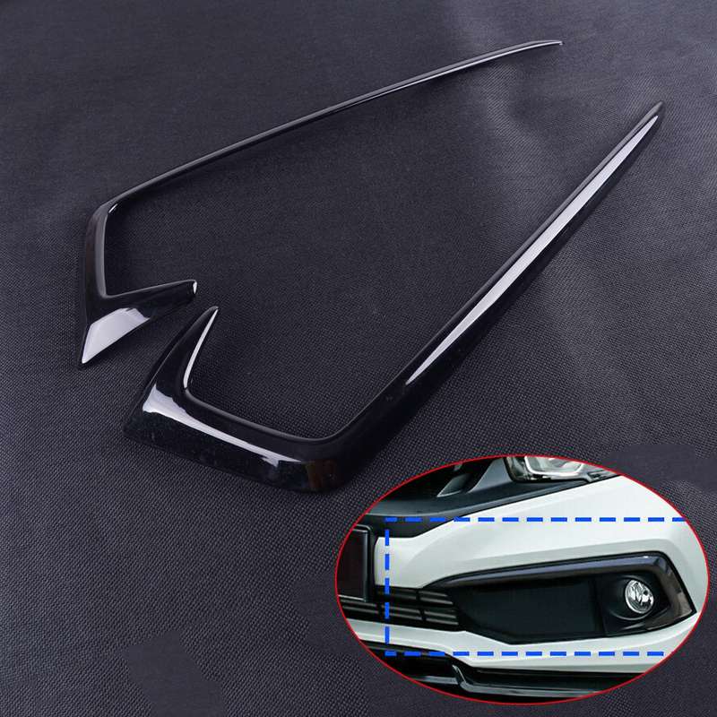 2pcs Gloss Front Fog Light Lamp Eyebrow Cover Trim Fit For Honda Civic 2019 2020