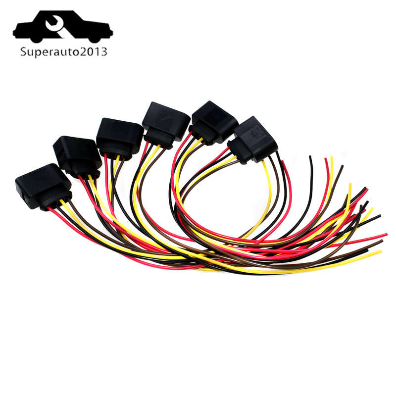 6X Ignition Coil Connector Wire Harness Plug Wiring For VW Jetta Passat Audi New