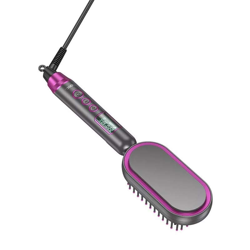 2-in-1 HOCO HP44 Hair Straightener Brush For Women | PTC Fast Heating | LCD Display | Auto Shut-Off