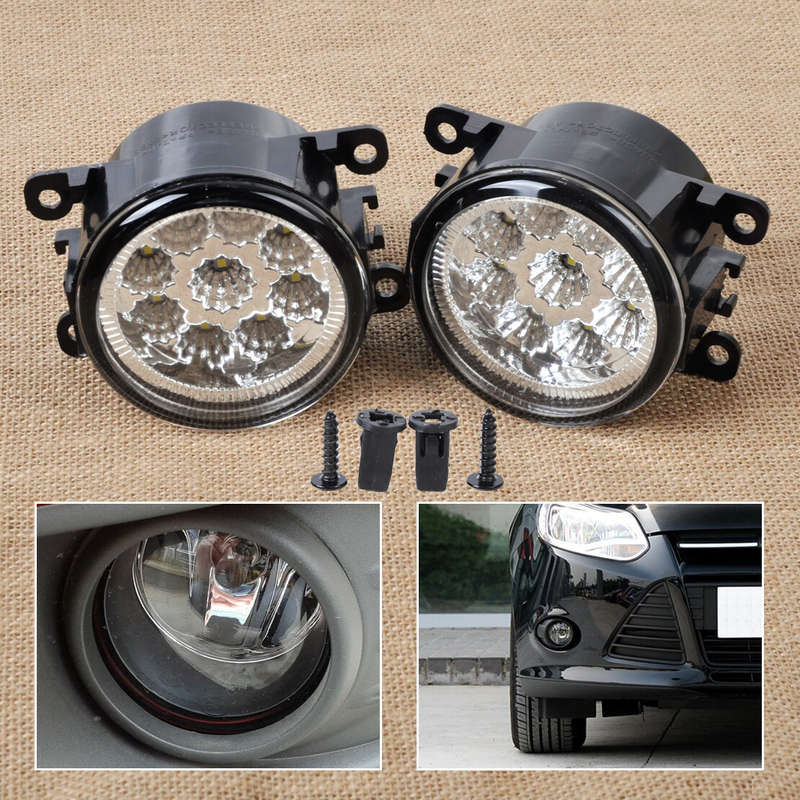 9LED Round Front Fog Lamp Daytime Running Light Fit for Ford Focus Honda Subaru