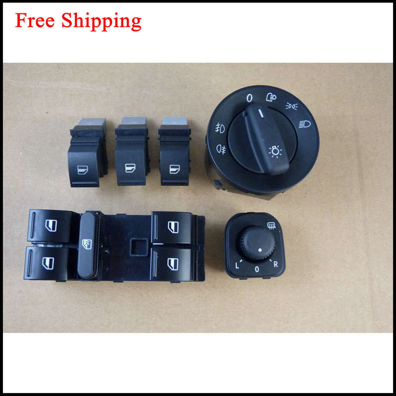 For VW Golf 5 6 Jetta Passat B6 CC Tiguan Mirror Window Headlight Switch Set (6)