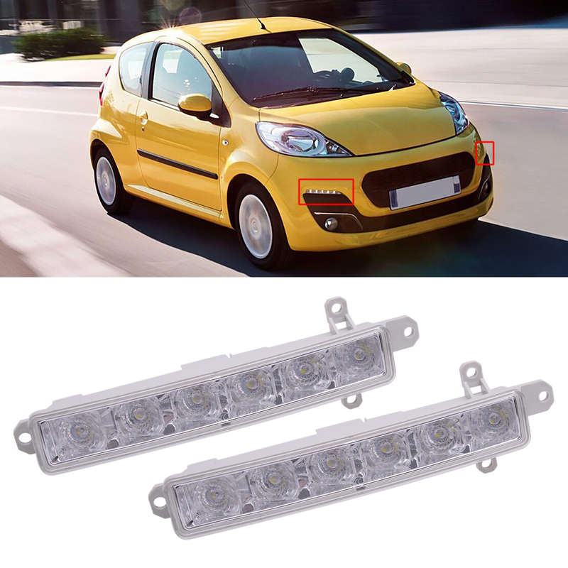 2pcs Daytime Running Light Lamp DRL Clear Lens Fit for Peugeot 107 2012-2014