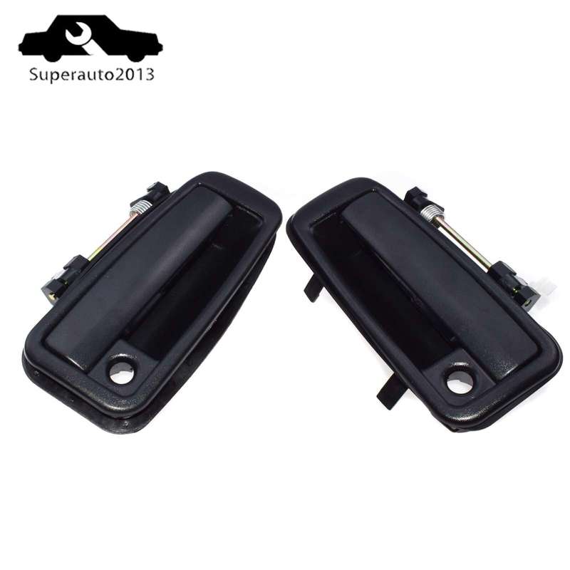 Pair Outside Door Handle Front Left & Right Black For Toyota Corolla 1988-92 New