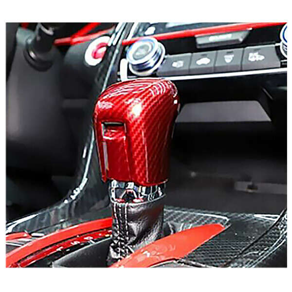 Fit For Honda Civic 10th Carbon Fiber Style Red Gear Lever Shift Knob Cover