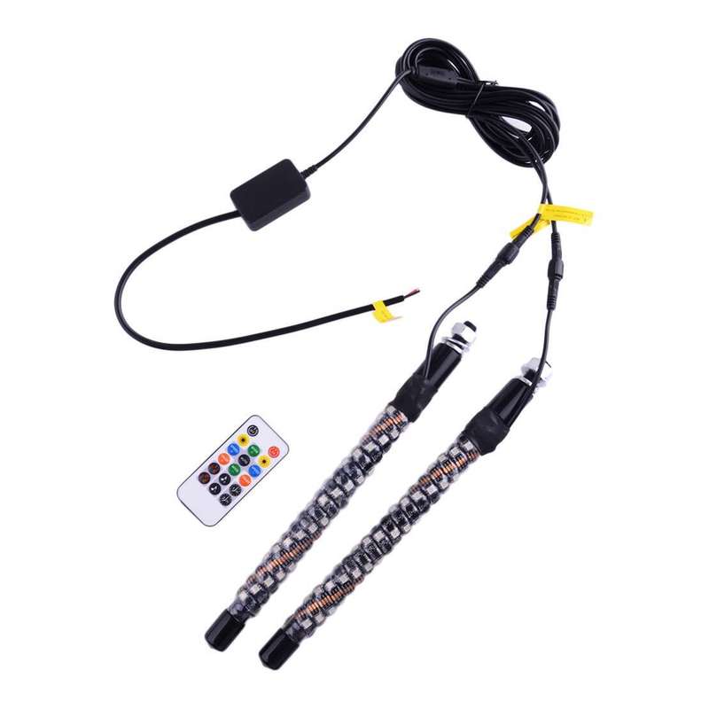 2pcs 1FT RGB LED Light Remote Control Flagpole Antenna Lamp For ATV Off-Road