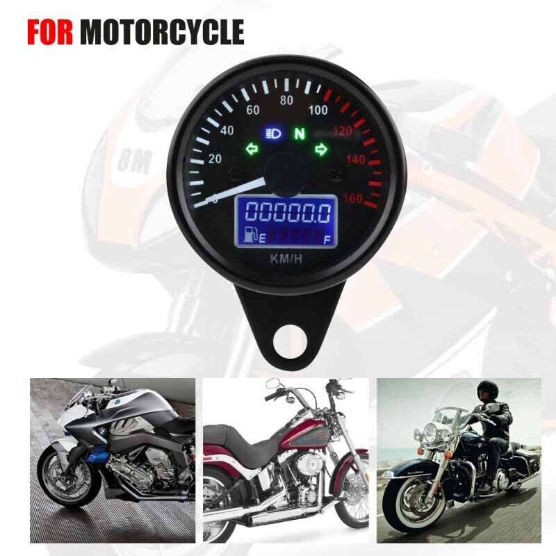 For Retro Motorcycle Digital Speedometer LED LCD Odometer Tachometer Fuel Meter
