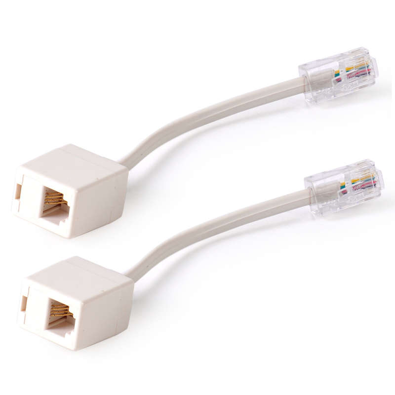 2 pcs Telephone RJ11 6P4C Female To Ethernet RJ45 8P8C Male Adapter Converter
