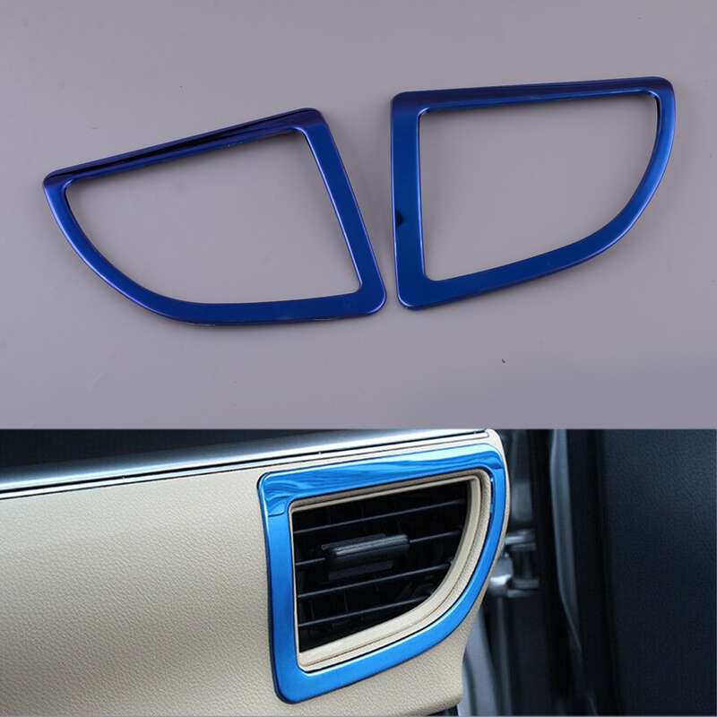 Pair Blue Console Air Outlet Vent Cover Trim Fit For Toyota Corolla 2014-2017