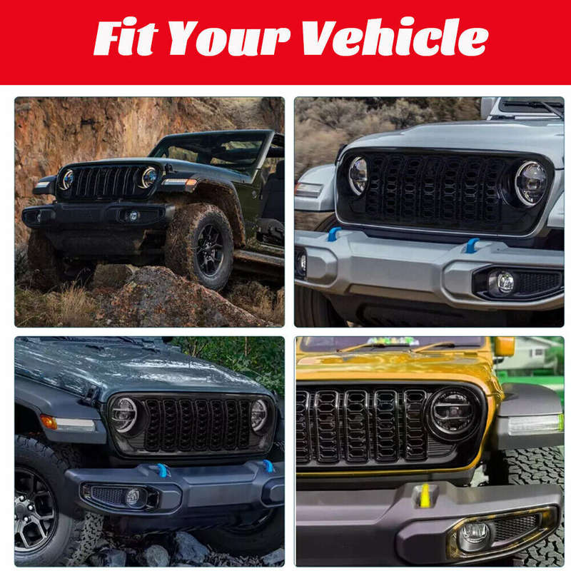 For Jeep Wrangler JK 2007-2017 upgrade to 2024 JL Front Grill Bumper Mesh Grille
