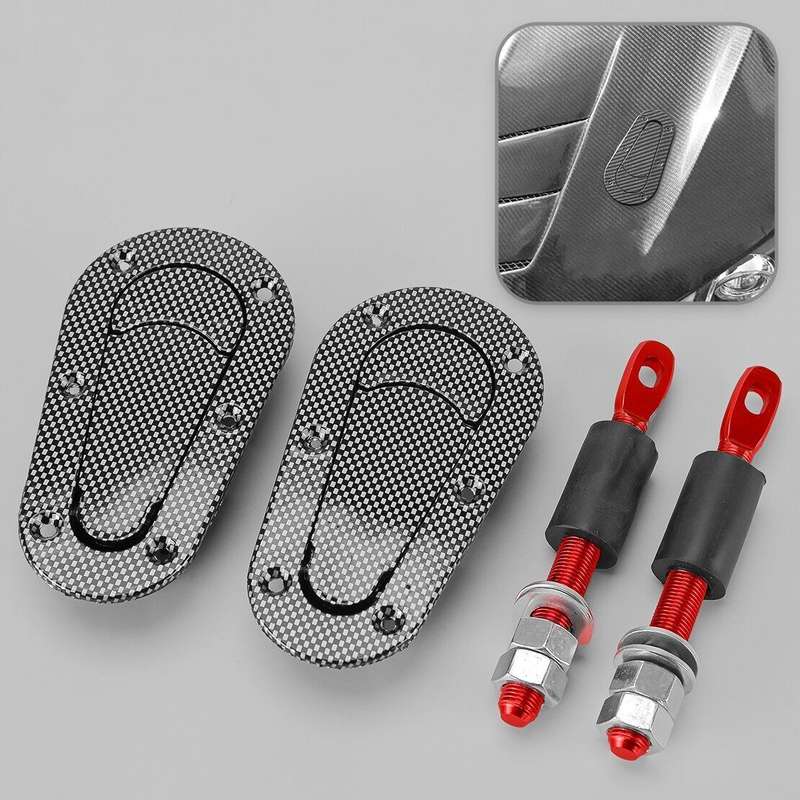 Carbon Fiber Racing Car Bonnet Plus Flush Mount Hood Latch Pin Locking Kit New