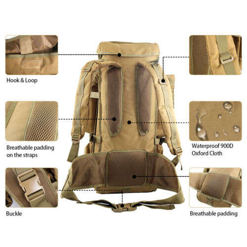 70L Military Outdoor Sports Hiking Camping Hunting Travel Tactical Rifle Backpack