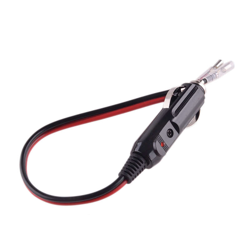 2pcs 12V Car Fused Cigarette Lighter Male Plug 16AWG With LED Indicator New
