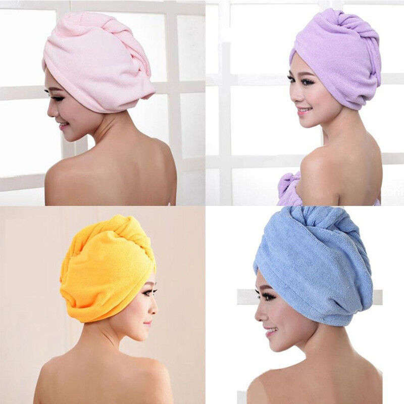Image 4 - Microfiber Dry Hair Cap Women Men Shower Cap Quick Dry Hair Towel Solid Soft