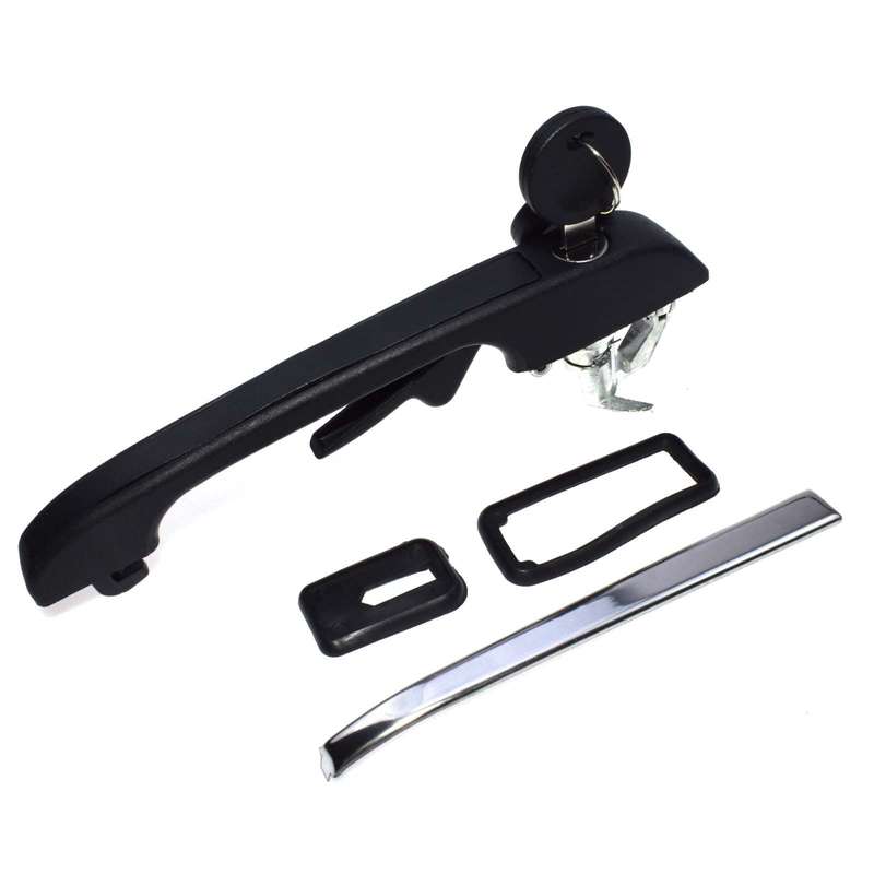 Left Front Outer Door Handle w/ Lock Cylinder Keys For Volkswagen 191-837-205A