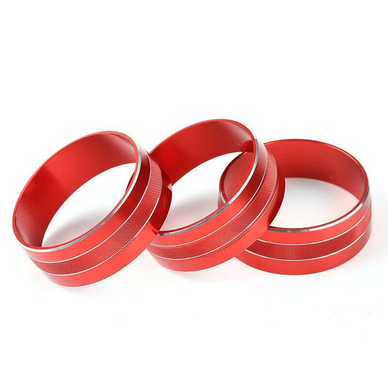 3x Red Air Condition Button Trim Ring fit for Jeep Wrangler JK 2011-2017