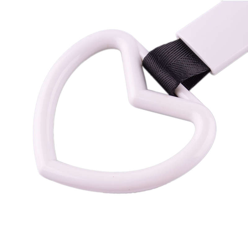 1Pc White Heart Car Subway Ring Tow Hook Overhead Door Handle Universal New