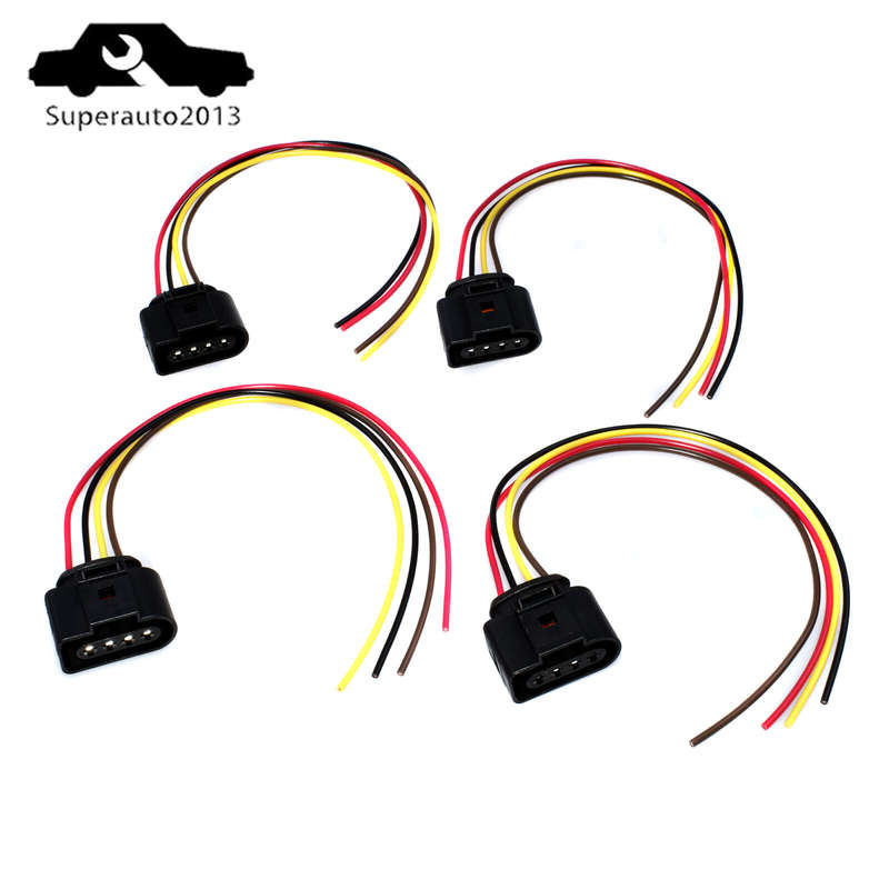 4X Ignition Coil Connector Wire Harness Plug Wiring For VW Jetta Passat Audi New