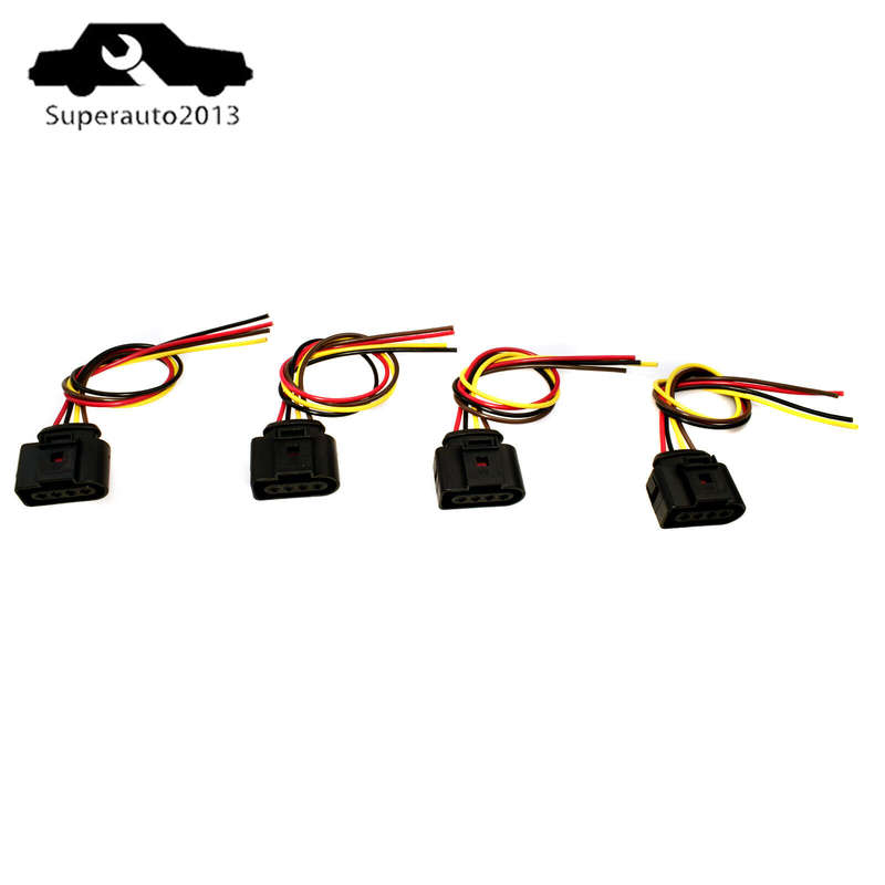4X Ignition Coil Connector Wire Harness Plug Wiring For VW Jetta Passat Audi New