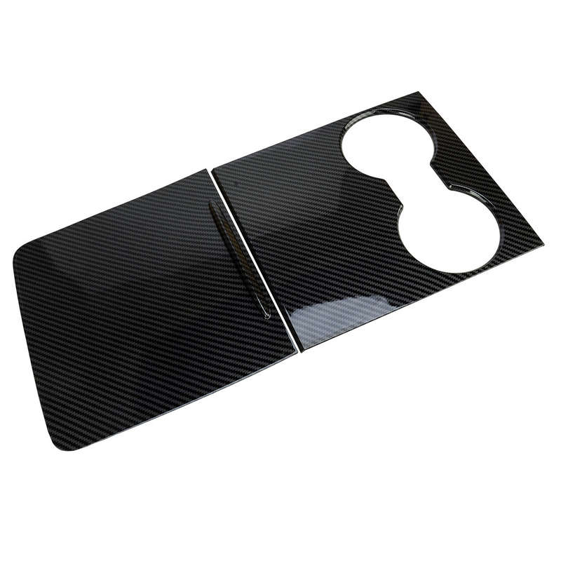 Carbon Fiber Style Center Console Cup Holder Panel Trim Fit For Tesla Model 3 Y