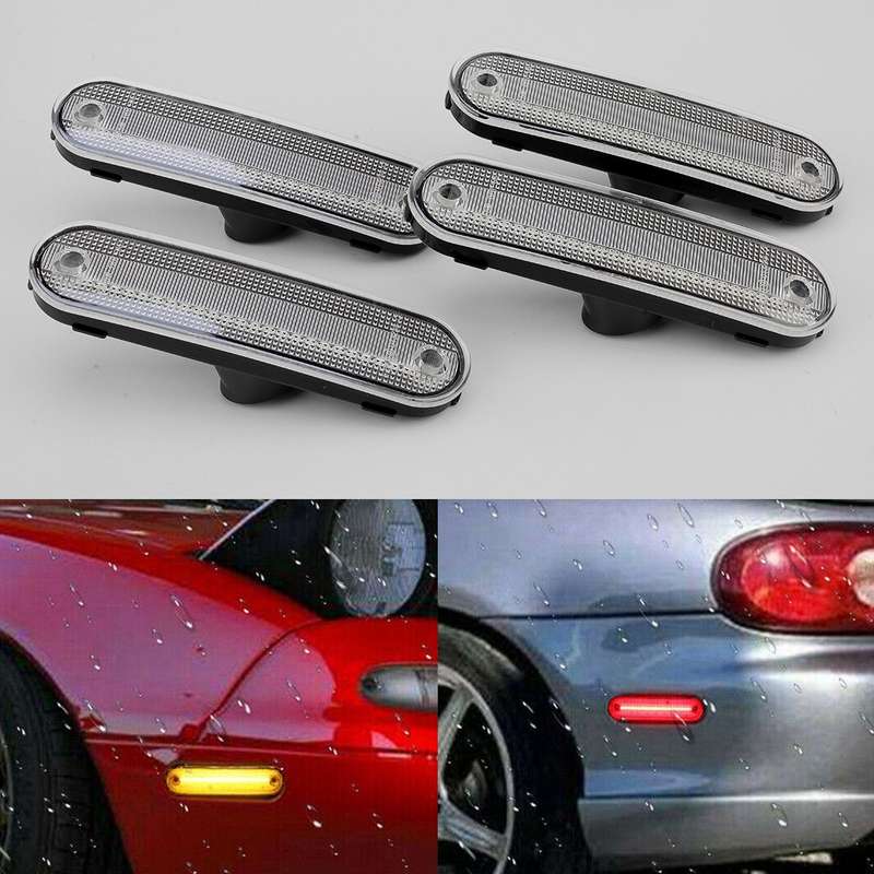 Clear Front & Rear LED Side Marker Lights Lamps Fit For Mazda MX-5 Miata 1990-05