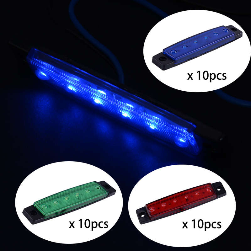 10X 6 LED 3.8" Side Marker Lights Rear Clearance Lamp for Car Truck Trailer Bus