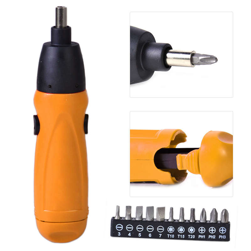 Portable Cordless Electric Screwdriver Drill +11Pc Screwdriver Bit Set Power 6V