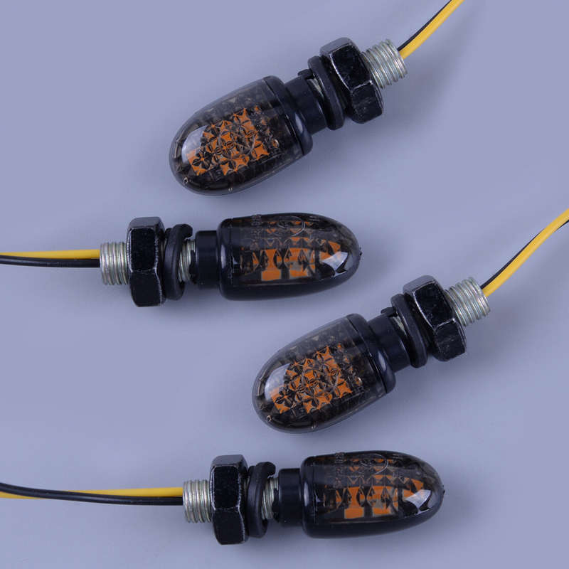 4x Motorcycle Mini Turn Signal Light LED Indicator Lamp Amber Light