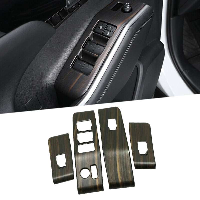 Fit for 2020-22 Toyota Highlander Wood Grain Window Lift Switch Cover Trim 4x