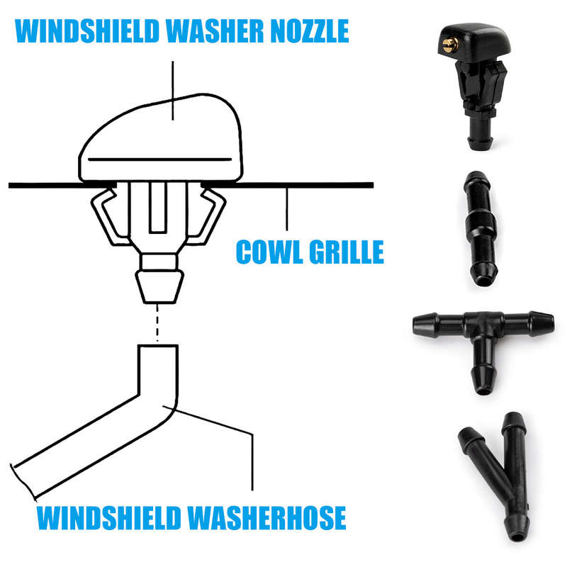 For Ford Edge F-250 F-350 Windshield Washer Fluid it Spray Jet Nozzle & Hose