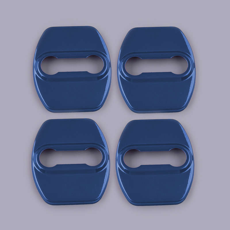 4pcs Blue Stainless Steel Door Lock Striker Cover Trims Fit For Hyundai Elantra