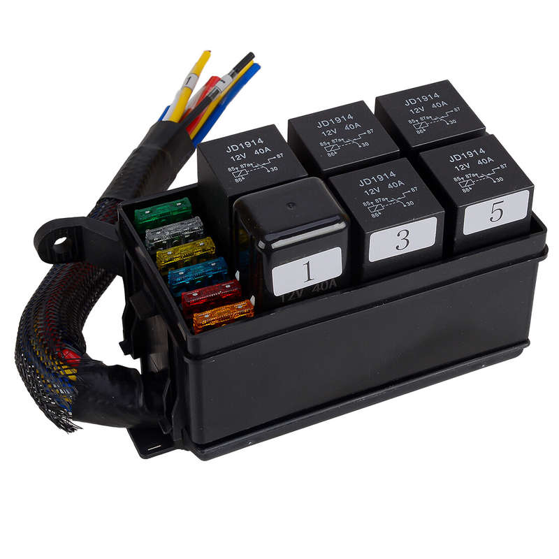 12V Fuse and Relay Box 6 ATO ATC Fuse Slots and 6 Relay Slots for Car Universal