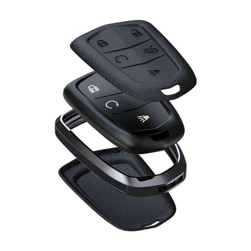 4-Button Key Fob Cover Case Holder Fit For Cadillac ATS CTS CT6 SRX XTS XT4 XT5